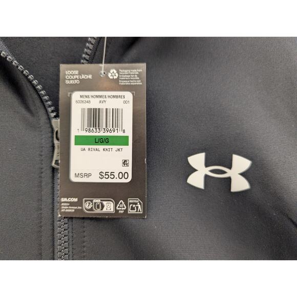 NWT Under Armour Men's Black Rival Knit Jacket in Black size Large - Picture 2 of 5